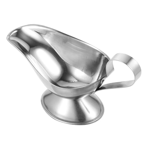 COLLBATH 2pcs Sauce Container Gravy Jug Condiment Boat Dispenser Creamer Jug Gravy Pourer Gravy Pitcher Sauce Serving Bowl Plate Sauce Pourer Cups Juice Bucket Gravy Sauce Boat Pot Silver