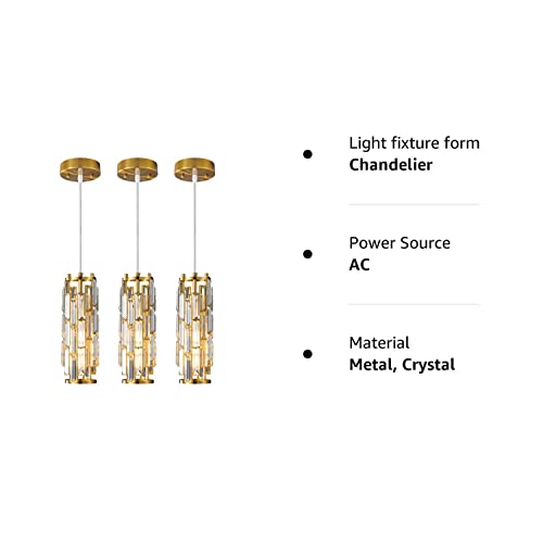 Lmqnine Pendant Lights Modern Gold Light Mini Crystal Chandelier Lighting For Kitchen Island Dinning Room Bedroom Sink (Gold 3-Pack) #TOP6