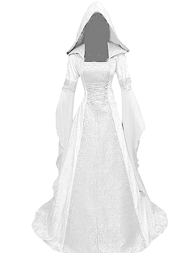Robe de sorcière longue noire pour femme à manches évasées Renaissance
