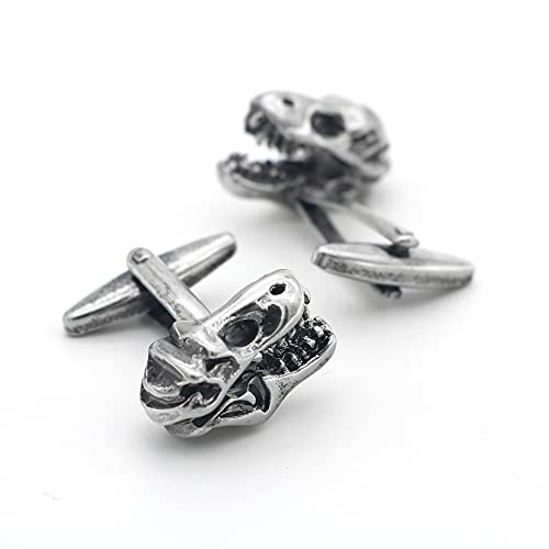 iGame Men's Dinosaur Skull Cufflinks Novelty Animal Head Design Vintage Color Brass Cuff Links with Gift Box3
