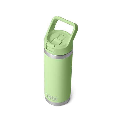 Image of YETI Rambler 18 oz Bottle, Vacuum Insulated, Stainless Steel with Color Matching Straw Cap, Key Lime