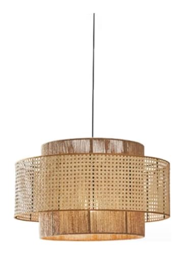 Lustre en rotin double couche suspension asiat pour cuisine