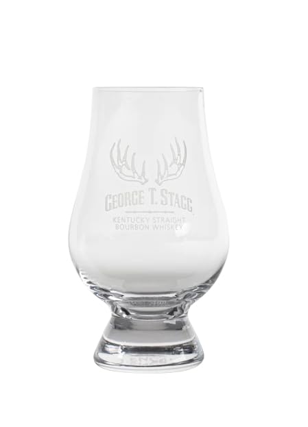 George T. Stagg Kentucky Straight Bourbon Whiskey Crystal Glen Glass, Etched Logo Design