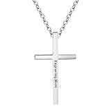 Diamondido Personalized Stainless Steel Philippians 4:13 Cross Christian Necklace for Men Women Bible Verse Pendant (White)