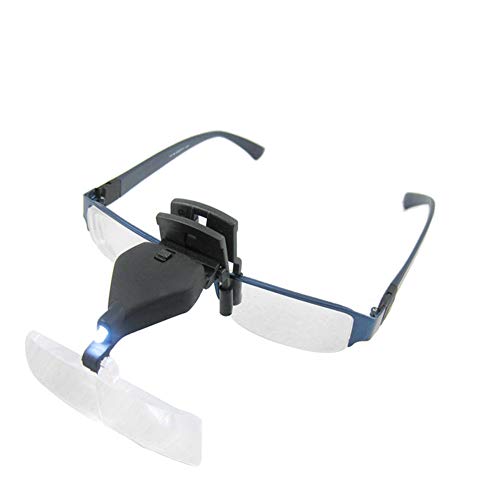 JANEFLY 3 grossissement Lunettes loupe avec LED lumière Clip loupe Lampe 1.5X 2.5X 3.5X loupe Lecture Bijoux loupe Cover