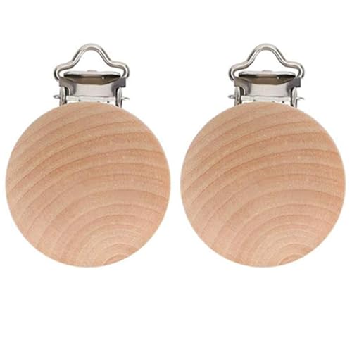 Image of 10PCS Natural Beech Wood Pacifier Suspender Clips, for Teething Grasping Toy, Charm DIY Pacifier Clips Holder Accessories