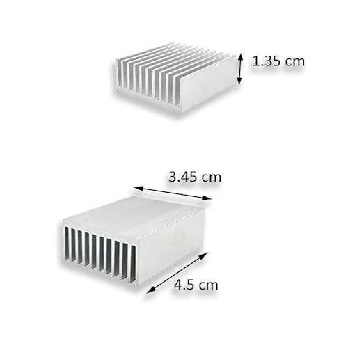 Heat sink Aluminum,3.45cm X 4.5cm x 1.35cm, Heat sink for Cooling, Peltier Laptop CPU GPU VGA RAM VRAM VRM IC LED MOSFET Transistor SCR - Pack of 2