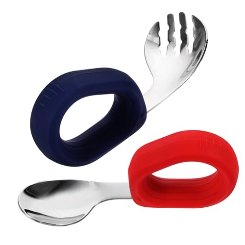 Baluue 1 Juego Cuchara De Alimentación Cuchara Autoalimentable Tenedor De Niño Suministro De Bebé Tenedor De Entrenamiento Recién Nacido Kit De Cuchara y Tenedor Para Niños Gel De Sílice