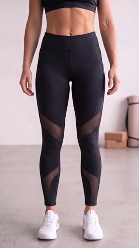 Image of Mehrang Stretchable Gym Pants for Women & Tights for Women Workout with Mesh Insert & Side Pockets