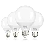 Brtstiun G25 LED Light Bulbs, Round Vanity Light Bulbs for Bathroom, 40W Equivalent, Soft White 2700K, E26 Base, 600LM, Non-Dimmable, 4-Pack