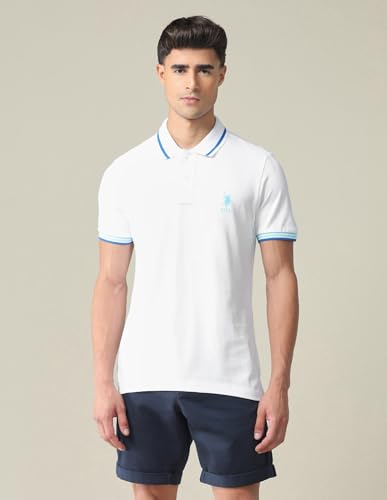 Image of U.S. POLO ASSN. Solid Slim Fit Polo T Shirts for Men - 100% Cotton, Half Sleeves Mens Tshirt