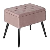 PRÁCTICO & VERSÁTIL: Gracias a su diseño compacto y su aspecto elegante, esta otomana de almacenamiento es muy multifuncional. Puede usarla como reposapiés, silla adicional en salón o balcón, como taburete de tocador o banco cama en dormitorio, como puff infantiles, baúl o caja de juguetes en guardería, como taburete para zapatos en pasillo de entrada o incluso como mesa de café o mesa auxiliar colocando una bandeja sobre ella