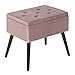 WOLTU Sitzbank Sitztruhe Samt Hocker mit Stauraum, Aufbewahrungsbox Fußbank Polsterbank aus samt Holzbeine, 50x35x45cm, Rosa