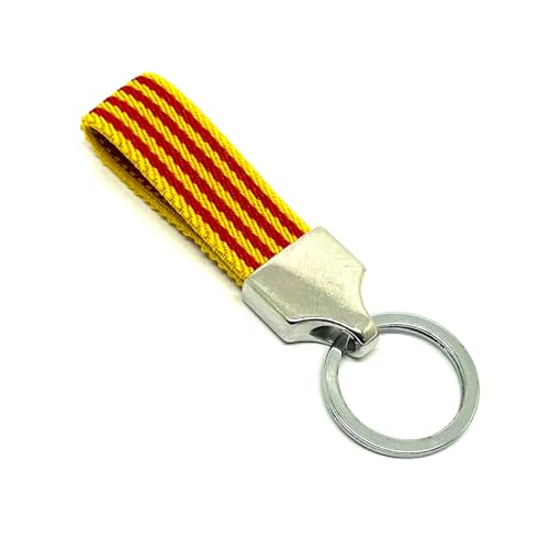 Movilear Llavero Original de Tela con Anilla de Acero Inoxidable Ideal para Personalizar Llaves, Bolso, Mochila Con Diseño de la Bandera de Cataluña Catalana Señera