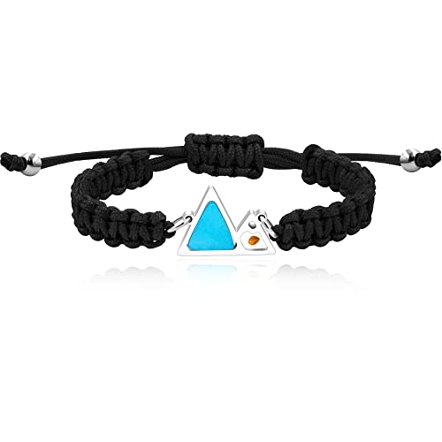 Image of Uloveido Handmade Braided Rope Bracelets with Blue Triangle Mountain Mustard Seed Charm Unisex Mountain Bracelet