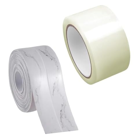 1PC 10.5FT Caulk Tape and 1PC 2-Inch x 65.6FT Transparent Window Weather Stripping Tape Cover