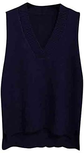 Dawwoti Women V Neck Sweater Vest Sleeveless Jumpers Sweatshirt Layered Knit Gilets Waistcoat Top