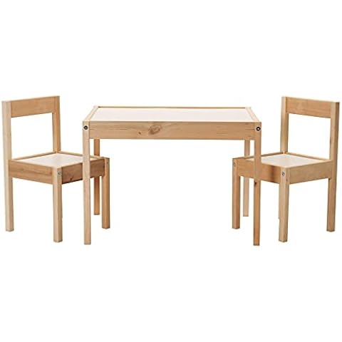 IKEA LATT Kindertisch mit 2 Stühlen, weiß/kiefernholz, durch seine kleinen Maße besonders geeignet für kleine Räume oder Räume Cover
