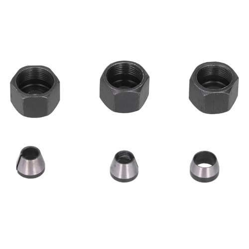 6 Sztuk Router Collet Adapter Uchwyty ze Stali Węglowej Adapter Zaciskowy 6mm 6.35mm 8mm Zestaw z Nakrętką do Trymera Grawerka