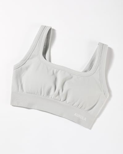 Image of AUROLA Power Womens Square Back Basic Sports Bra - Square Neck Padded Low Impact Yoga Bra Workout Crop Top