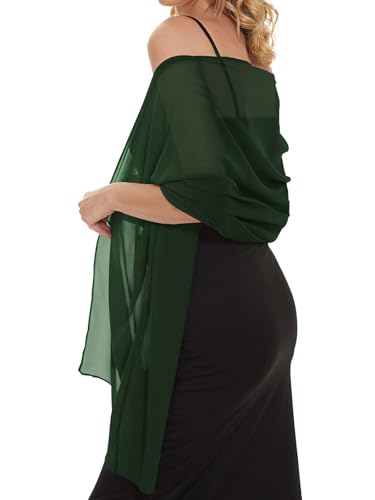 CHICGAL Women's Scarf Shawls and Wraps for Evening Dress Wedding Party Bridal Sarong Cover Ups (Dark Green)