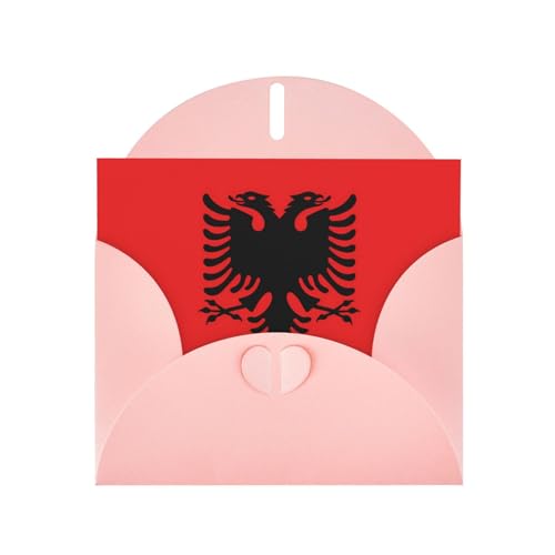 WBQLSL Albanian flag Pink Patterned envelope greeting cards, Christmas, Valentine's Day thank you cards, wedding and party invitations