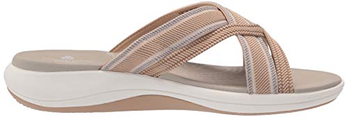 Clarks Women's Mira Isle Slide Sandal, Sand Combi Textile, 8 #TOP5