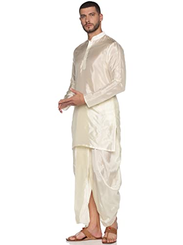 Mens Self Design Long Kurta with Dhoti Pant2