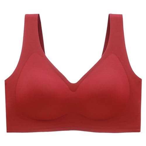 Soutien-gorge push-up confort quotidien sans couture rouge foncé grande taille 4XL
