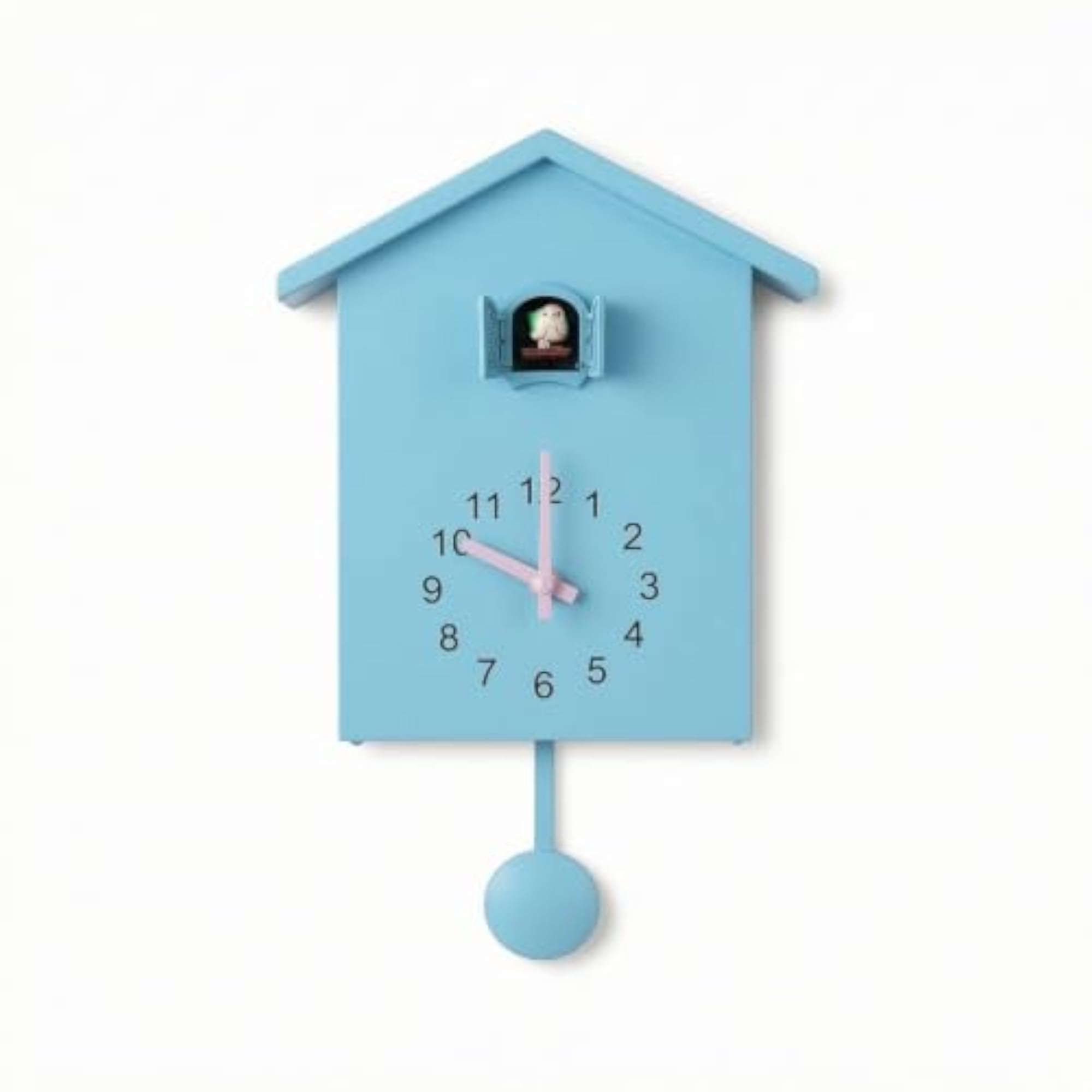 Minimalist Wall Cuckoo Clock, Nordic Scandinavian Design, Blue