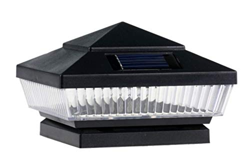 12-Pack Solar Black Post Deck Fence Cap Lights for 4" X 4" Wood Post With White LEDs and Vertical-lined Clear Lens