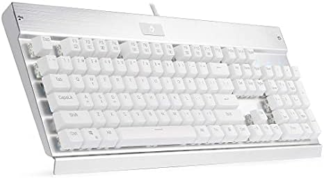 EagleTec KG010 Mechanical Keyboard Wired Ergonomic Brown Switches Equivalent for Office PC Home or Business (White Keyboard Not Backlit)