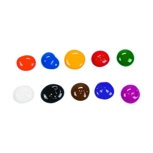 Fun Express Washable Tempera Paint Set for Kids - 10 Bright Colors in 16oz Squeeze Bottles | Bulk Craft Paint for Classroom, School, Preschool & Art Projects | Rainbow Colors