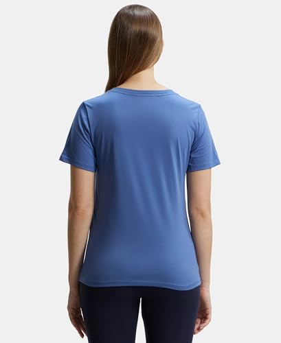 Image of Jockey AW89 Women Super Combed Cotton Rich Fabric Relaxed Fit V-Neck Half Sleeve T-Shirt