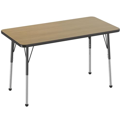 FDP 24" x 48" Rectangle Table with Ball Glide Legs - Pasadena Oak/Black