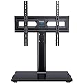 PERLESMITH Universal Swivel TV Stand-Table Top TV Stand for 32-65 inch TV-Height Adjustable TV Base with Heavy-Duty Tempered Glass Base, VESA 400x400mm up to 88lbs, PSTVS17