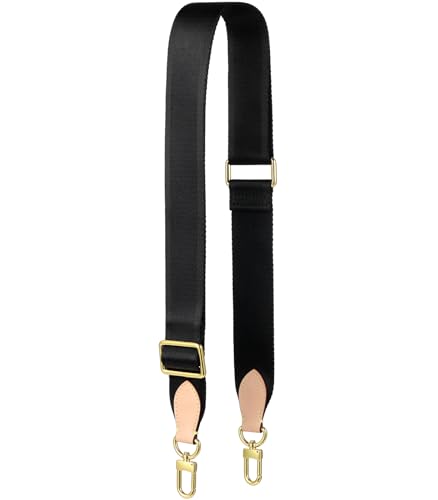 Image of Adjustable Soft Crossbody Strap for Pochette Accessories Replacement, Wide Canvas Strap for Designer Purse, Black