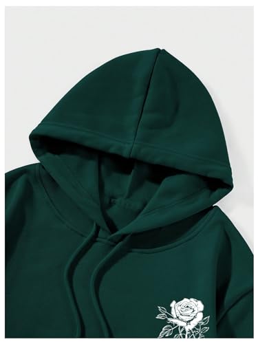 SHENHE Men's Floral Rose Hoodie Graphic Print Drawstring Loose Fit Hoodie Sweatshirt Pullover Top4