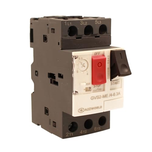 Thermischer Motorschutz 3P dreipolig, verstellbar, 4 – 6,3 A 2,2 kW, Thermoschalter Motor 2,5 DIN-Module, 690 V AC für einphasig und dreiphasig