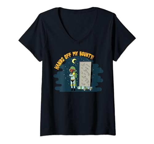 T-shirt Star Wars Boba Fett col V femme imprimé poster graphique de collection