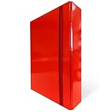 Cartellina Portadocumenti con Elastico Piatto 1 Pezzo Dorso 8cm Cartellina 3 Lembi Rigida con Elastico in Cartone Plastificato Lucido per Ufficio, Scuola o Studio Made in Italy Rosso