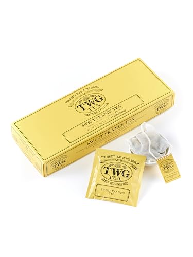 TWG Tea | Sweet France Tea | GreenTea | Chamomile Flowers & Rose Petals | 15 Hand Sewn Cotton Teabags | Gift Set