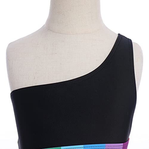 Abociw Girls One Piece Swimsuit One Shoulder Cut Out Bathing Suits Kids Summer Beach Swimwear Black One Shoulder 9-10 Years #TOP4