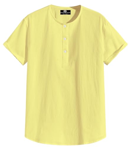 Image of Men's White Cotton Half Sleeve Kurta with Mandarin Collar, Urban Style for Summer Wear Kurta-24