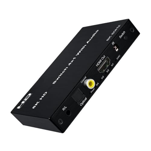 �r�f�I�X�C�b�`���[ 8K 60Hz HDMI�Ή��X�C�b�`4x1 eARC�I�[�f�B�I���o�@�\�t��4K 120Hz�X�C�b�`���[�AARC SPDIF+����+3.5mm�I�[�f�B�I�o��48Gbps HDR �ƒ�p