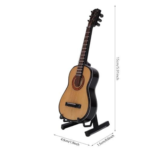 OPPWONG ミニチュアギター装飾モデル、家の装飾用の絶妙な木製の小さなギター、15cmの音楽飾り、スタンド付き [2]