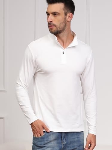 CARWORNIC Men's 1/4 Zip Pullover Long Sleeve Shirt Casual Slim Fit Stretch Cotton Mock Neck Work Golf Shirts3