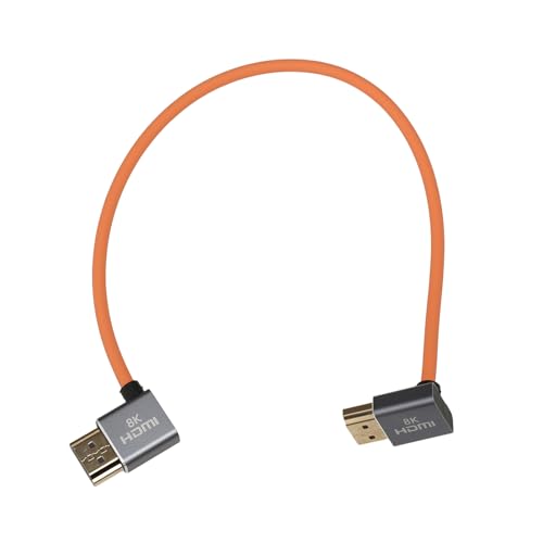 DRRI Cable HDMI de silicona suave 8K a 60Hz 4K a 120Hz HDMI izquierdo a arriba para Sony A7III A7S3, FX3, FX6, FX30, BMPCC 4K 6K, Nikons Z6 Z7, Ronin S, Atomos Ninja V (50 cm) - imagen 3