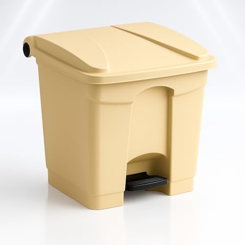 Caneca de basura rectangular beige de 8 galones con pedal
