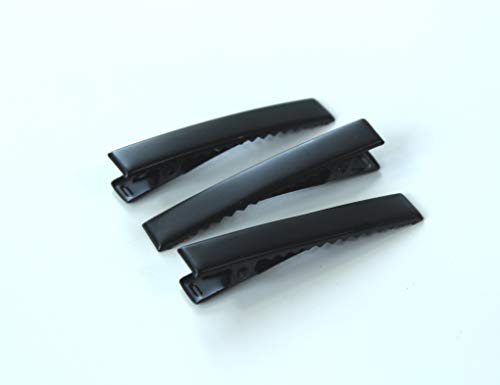 Pinza para el cabello para bricolaje (pinzas planas de cocodrilo negras de 46 mm)